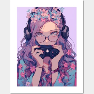 Gamer girl Pink Kawaii Game Lover Posters and Art